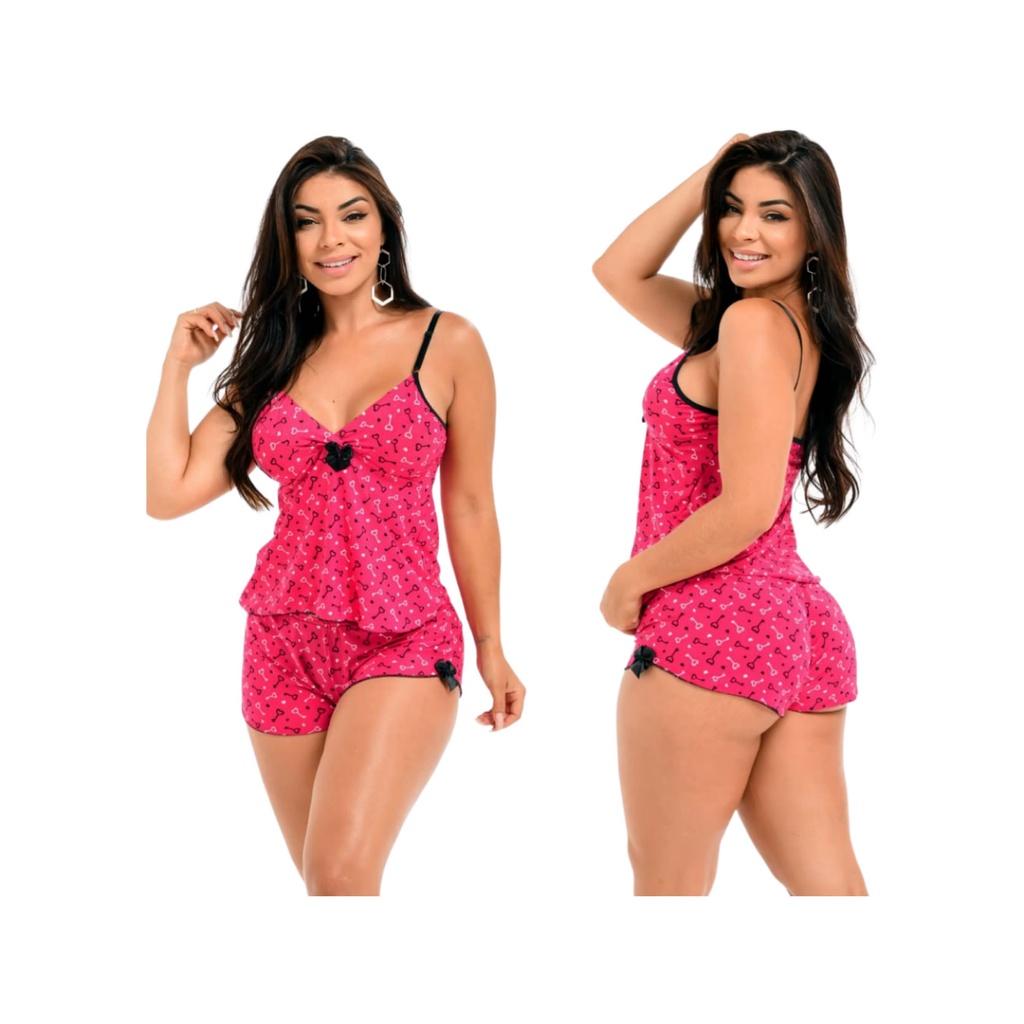 Kit 3 Pijamas Baby Doll Conjunto Para Dormir Feminino Qualidade Top