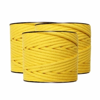 Corda Cordão Colorido Amarelo de Algodão Trançado 4mm 100mts