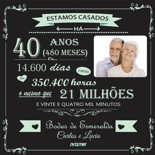 Azulejo Personalizado Bodas De Esmeralda 40 Anos De Casado Shopee Brasil 1048