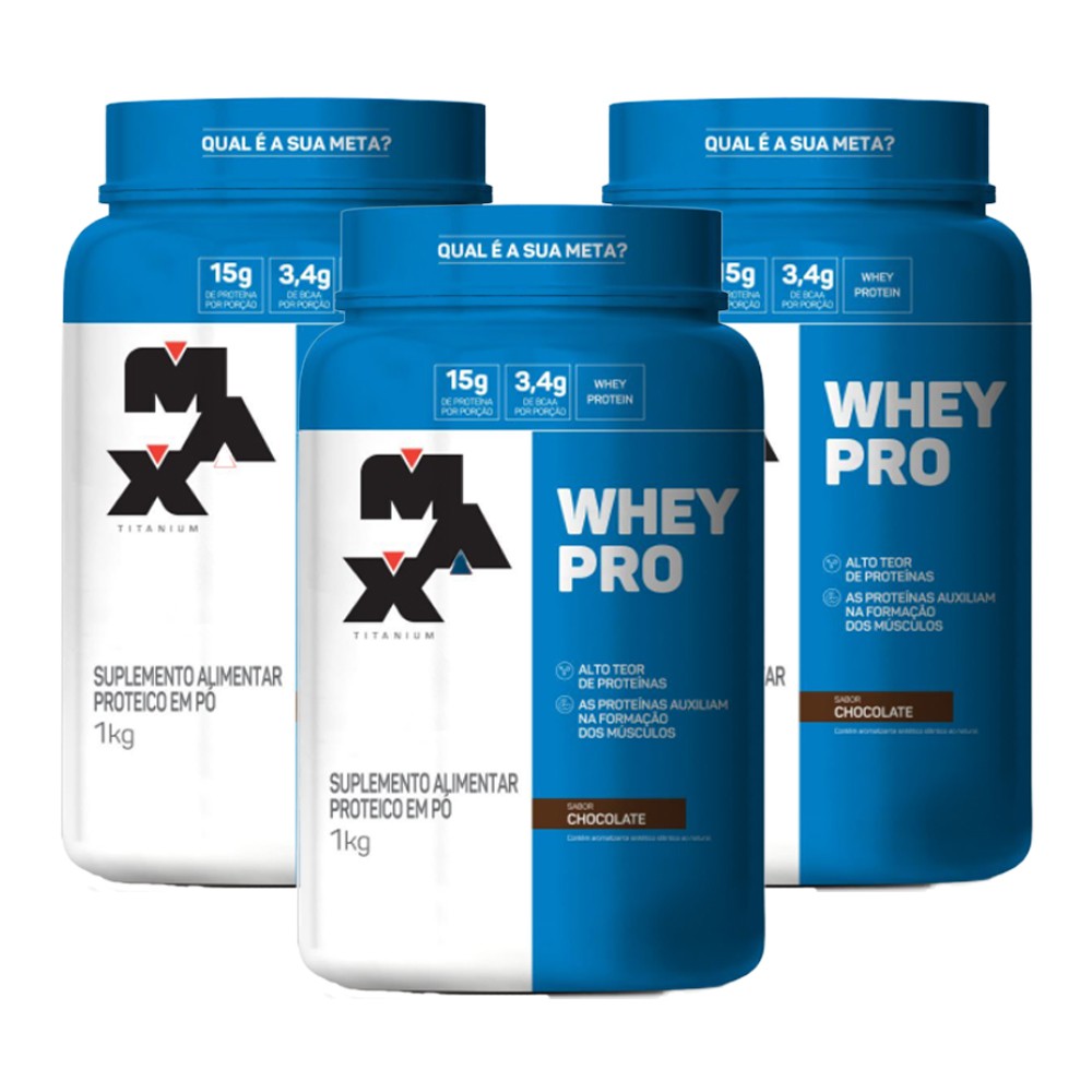 Kit 3 Whey pro 1kg - Max Titanium