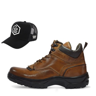 Bota Coturno Unisex Tenis Country 4400 Caramelo + Bone Exclusivo Texas Gold Ajustavel