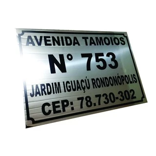 Placa De Endereço Personalizada 30x20cm - AÇO INOXIDAVEL
