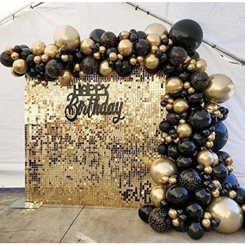 Kit 50 Balões Preto Tamanho 7 Polegadas + 25 Cromados Dourado Número 5 Para Festas e Aniversários OFF