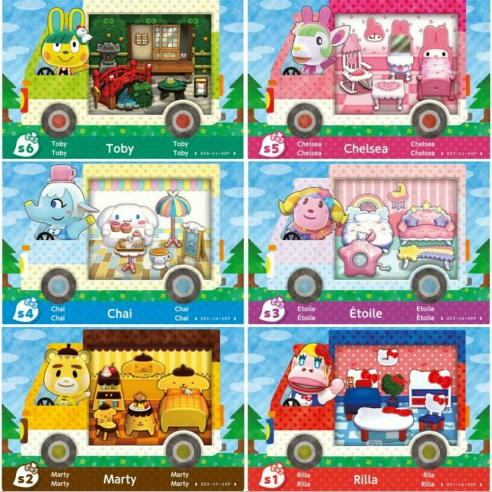 Animal Crossing Saniro Amiibo Cards x6 Sanrio RV A Set Of Mini Cards