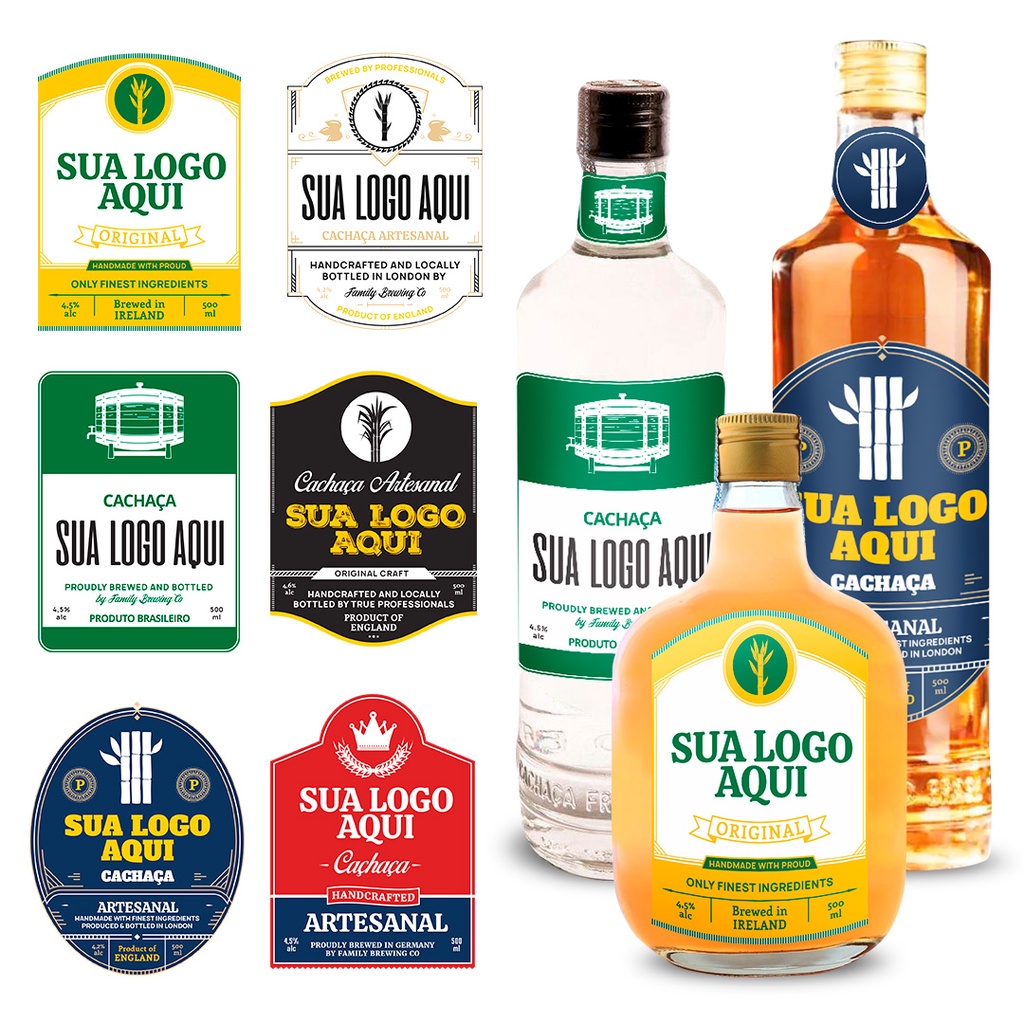 Rotulo Adesivo Cachaça Personalizado 100 Unidades 12x8 Cm