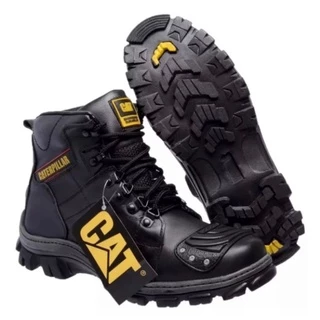 Bota Motoqueiro Caterpillar Preta em Couro para Motociclista