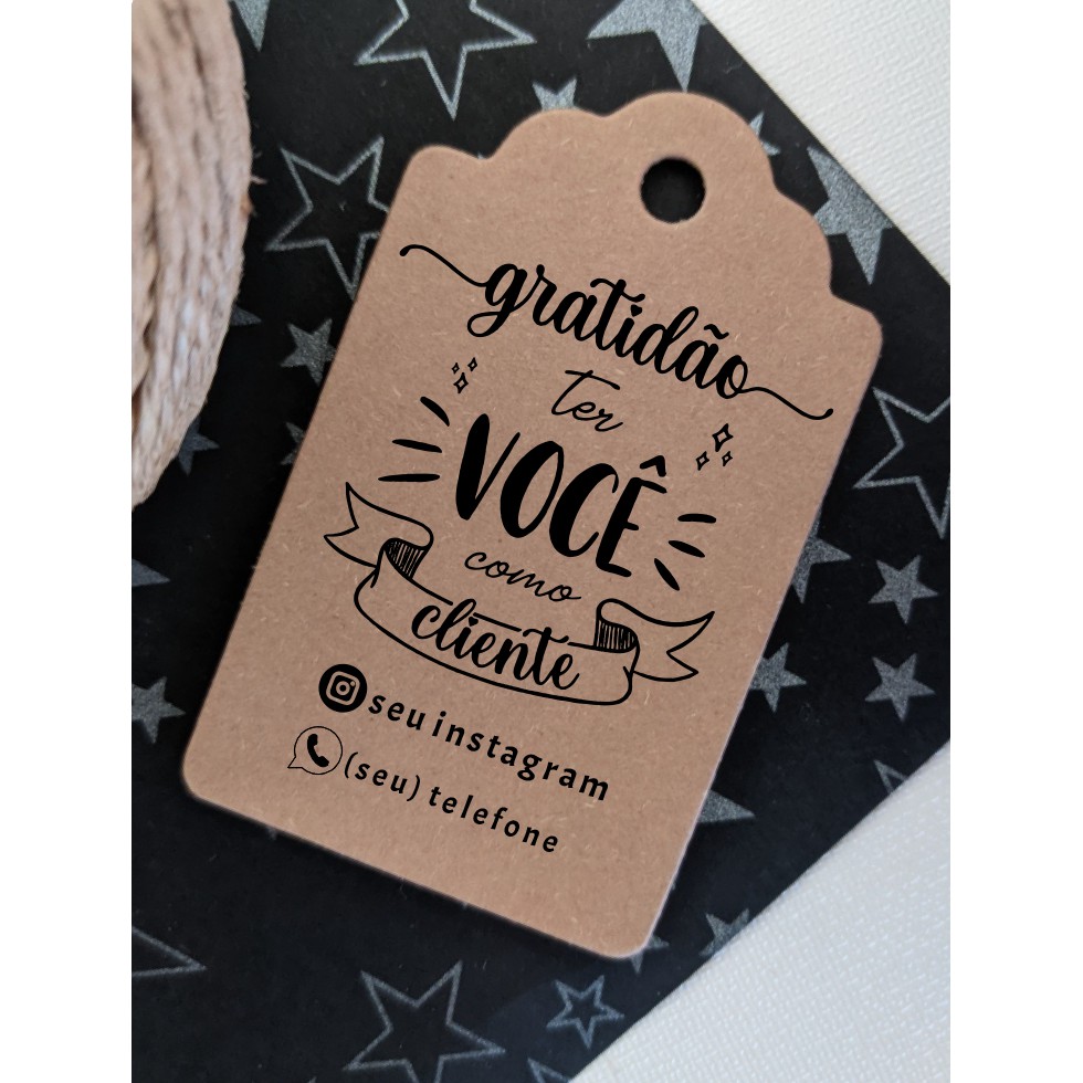 Tags Gratidão agradecimento cliente - Papel KRAFT - 150 Unidades ...