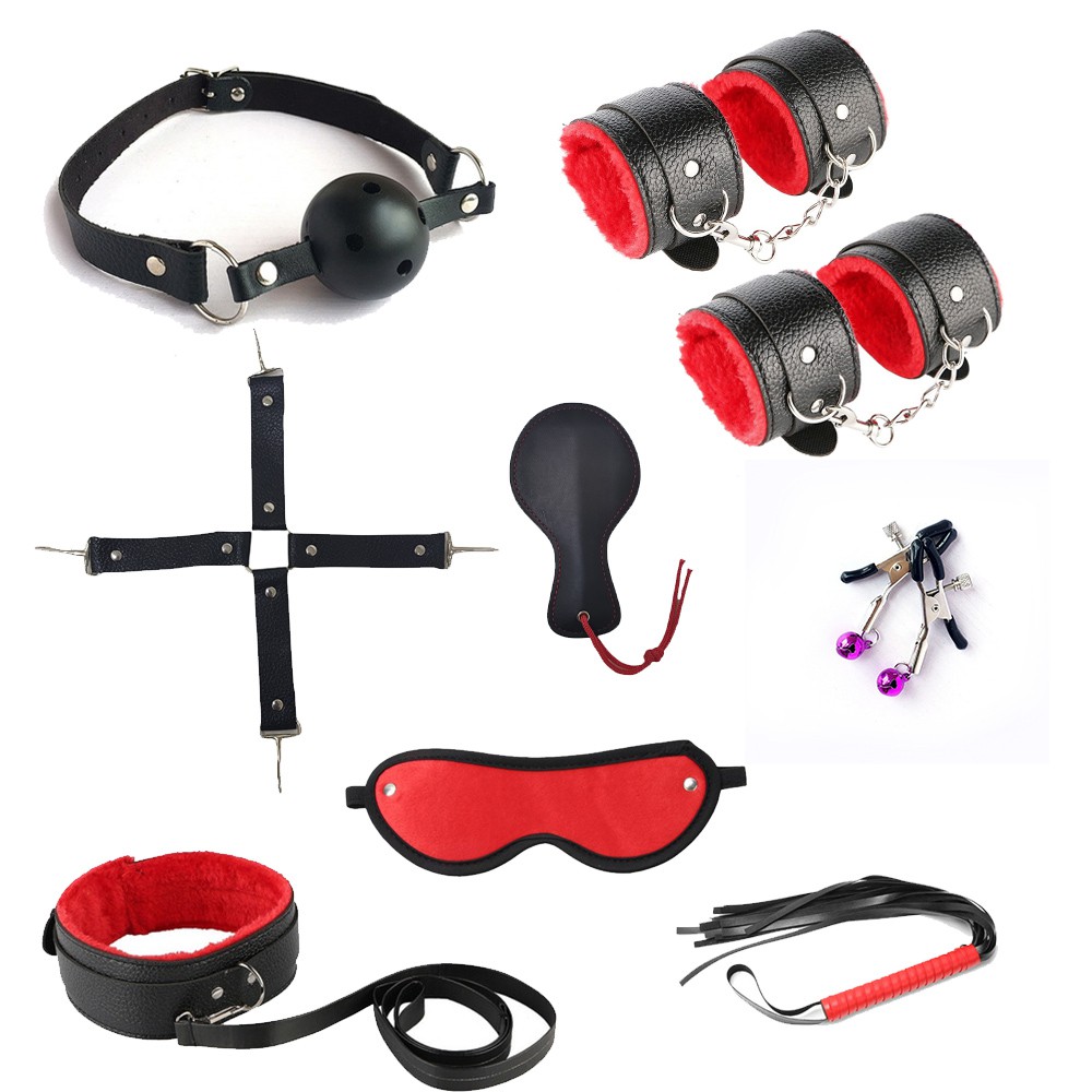 Kit Sadomasoquismo BDSM 10 Peças Erotico Fetiche Chicote Algema ...