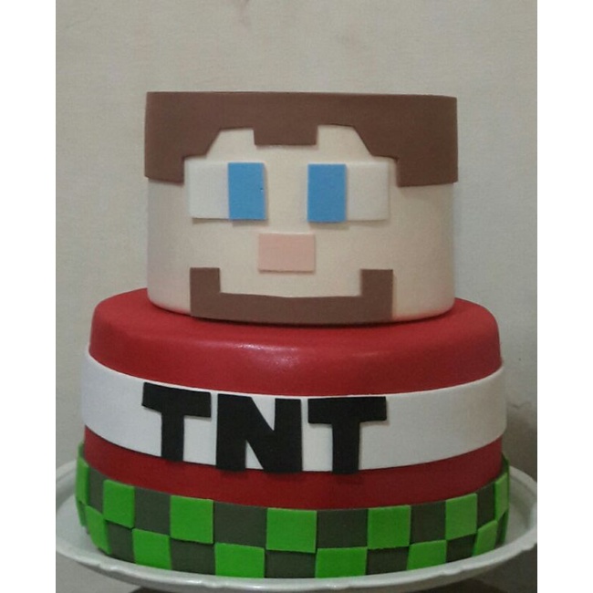 Como fazer bolo fake Minecraft passo a passo 
