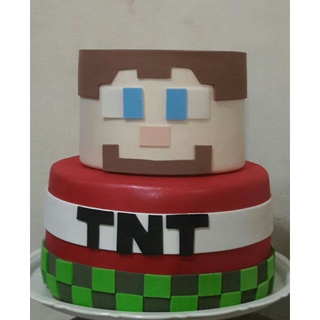 Bolo fake minecraft/festa/decoração