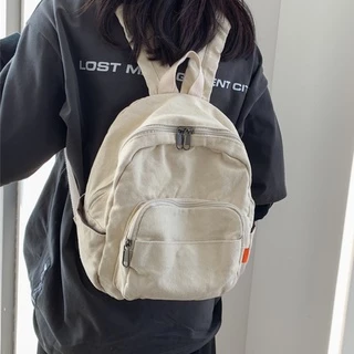 Mochila Feminina De Lona Pequena Vintage Escola Sólida