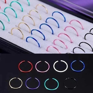 kit 2 unidades Piercing De Nariz pedra Argolinha Aço silicone Cores Sortidas Colorido