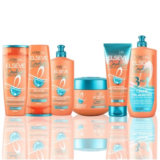 Kit Cachos Longos dos Sonhos Completo Elseve Hialurônico Nutre e Protege Óleo Rícino Anti-Frizz Brilho Intenso Sem Sal