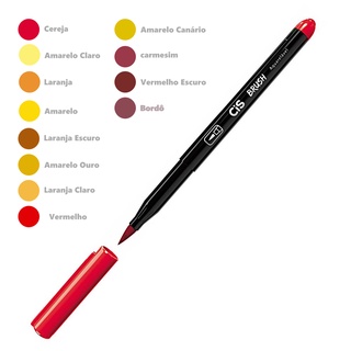 Caneta CIS Brush Pen Aquarelável - Amarelos, Laranjas e Vermelhos