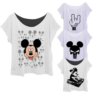 Blusa Blusinha Feminina Camiseta Plus Size Mickey Rosto até G3 (56)
