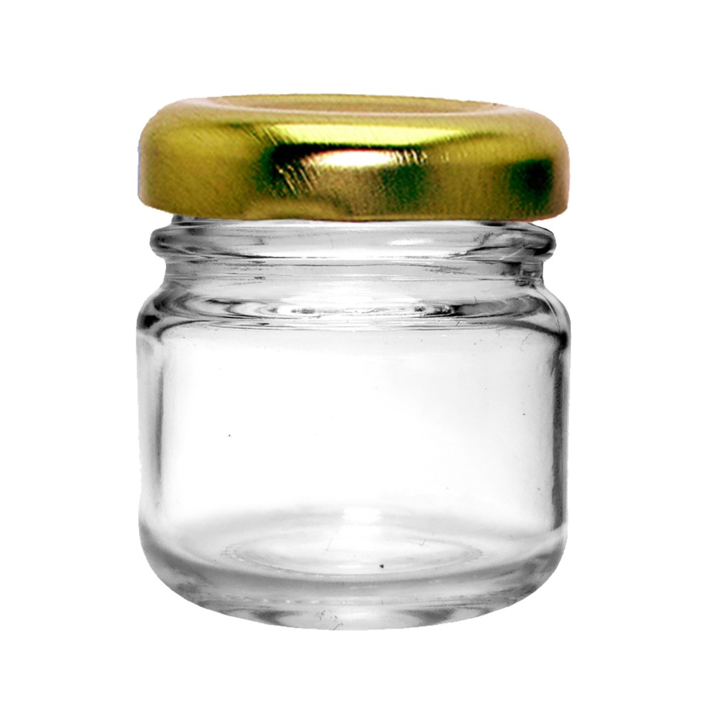 50 potes de Vidro mini geleia brigadeiro de 40 ml redondo geleinha tampa dourada