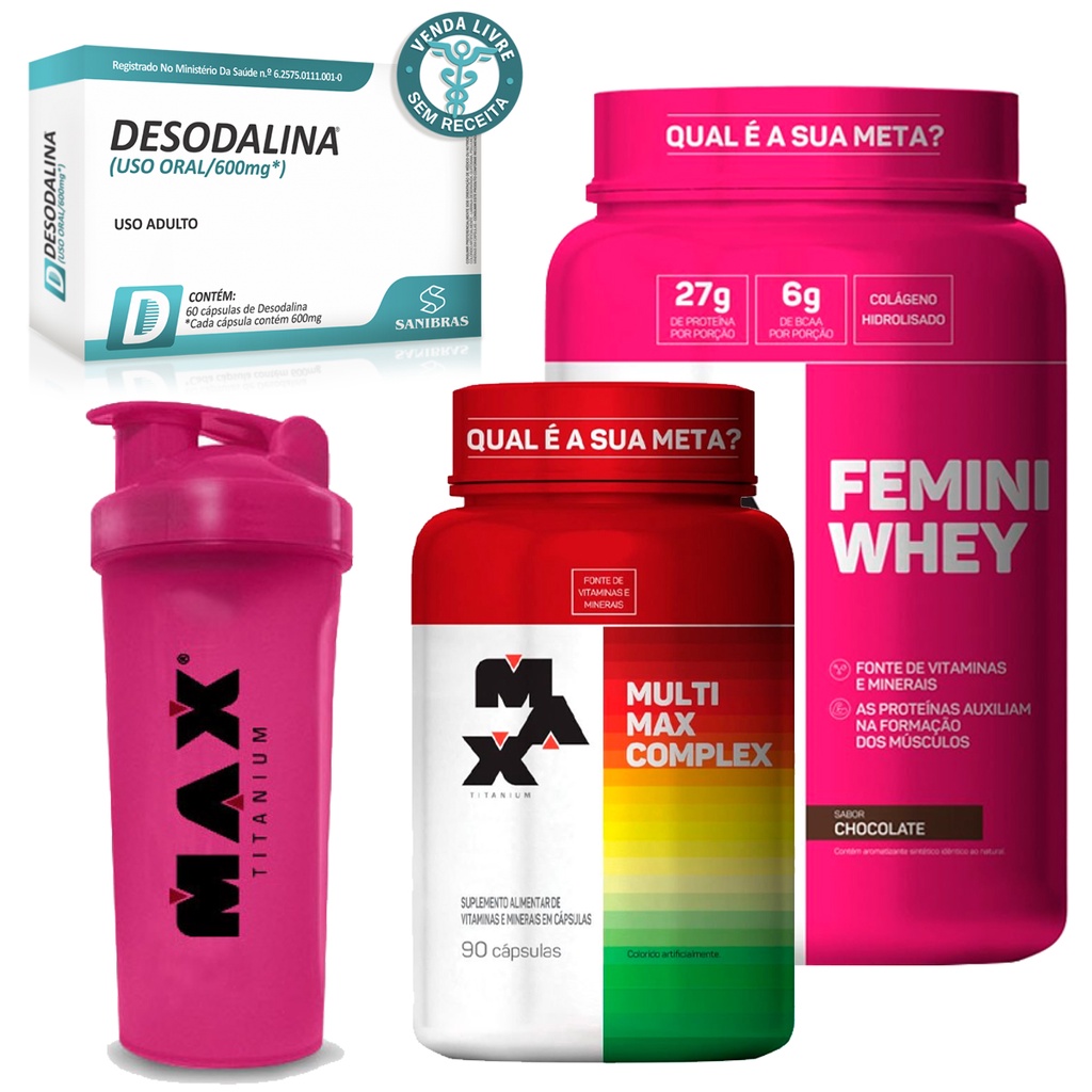 Remedio Para Emagrecer + Whey Feminino + Multimax + Copo - Max Titanium ...