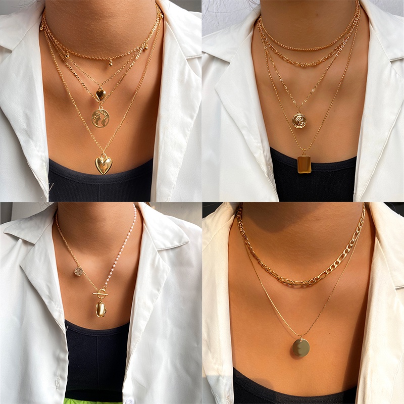 Colar De Pérolas De Moda Colares Para Mulheres Metal Multilayer ...