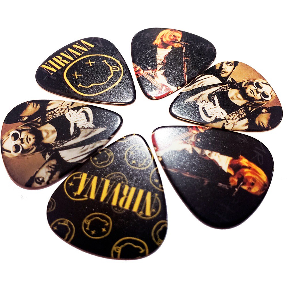 6 Palhetas Exclusivas Nirvana Sortidas para Violão, Ukulele e Guitarra Tamanho Medium