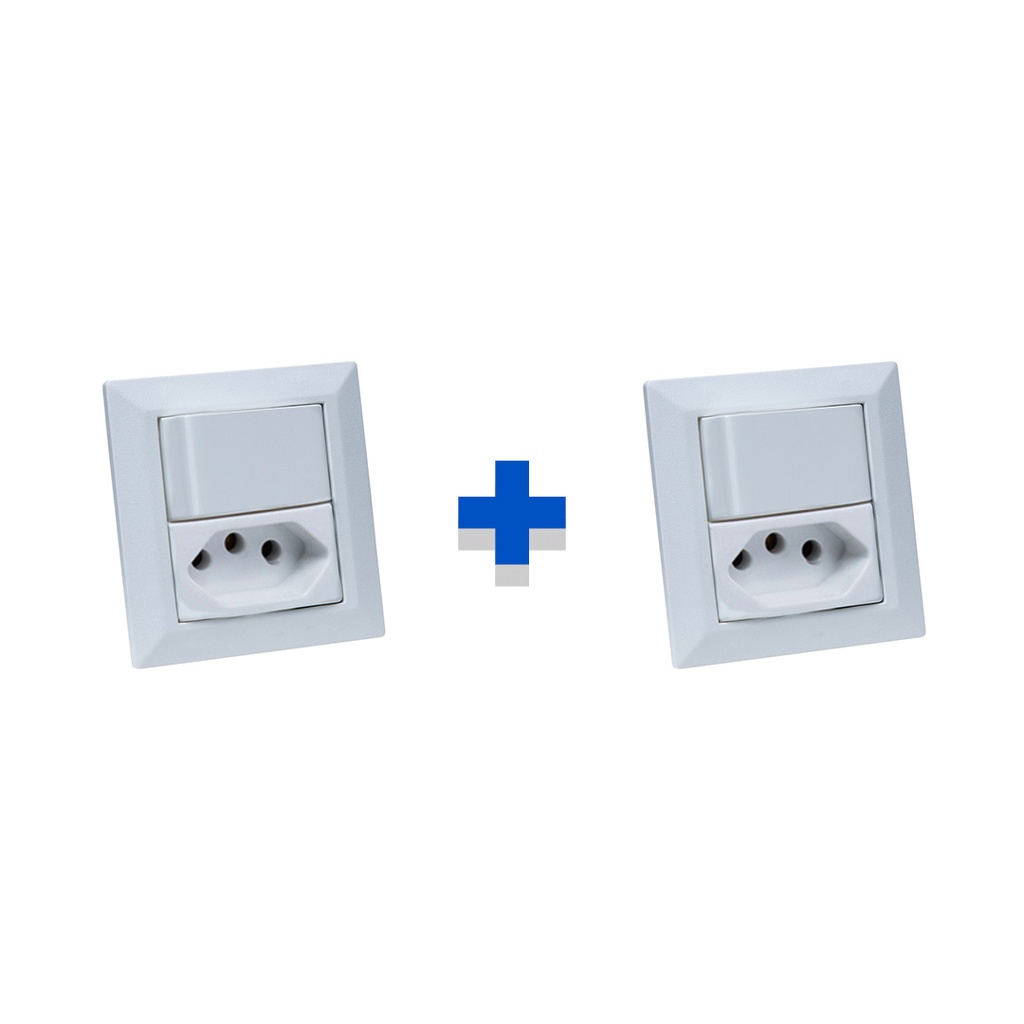 Kit Espelho Duplo Chanfrado 2 Interruptores e 2 Tomadas 20A