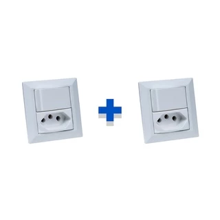 Kit Espelho Duplo Chanfrado 2 Interruptores e 2 Tomadas 20A