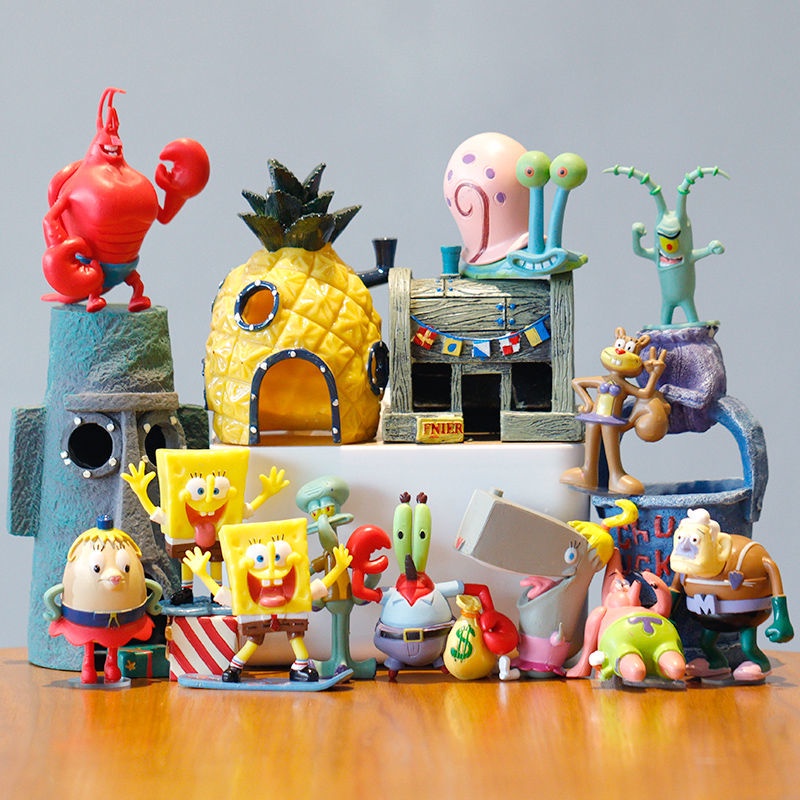 Bob Esponja Anime Acrílico Bonecas para Crianças, Fish Tank Ornaments,  Modelos de Personagem, Decoração De Bolo, Enfeites De Carro, Brinquedo