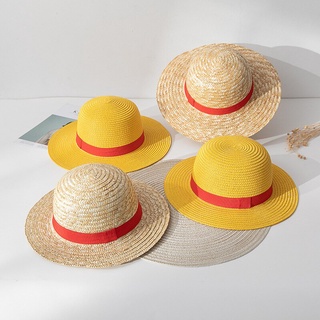 31-35 Centímetros Luffy Chapéu De Palha Desempenho Animação Cosplay Sol De Verão Amarelo Grande Aba Chapéus Barco Tampas