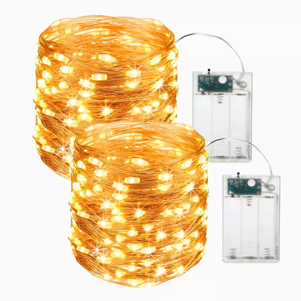 {ENVIO IMEDIATO}Luzes LED de 10 metros, caixa de bateria, lâmpada de fio de cobre, férias ao ar livre, casamento, decoração de natal