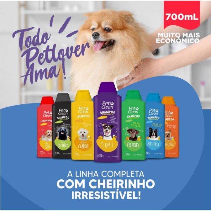 Shampoo Pet Clean Para cachorros e gatos 700 Ml 2 em 1 Shopee Brasil