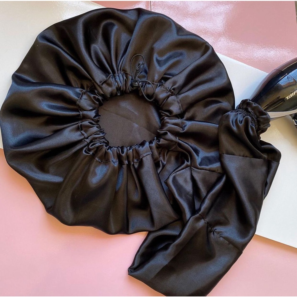 Touca Difusora de Cetim Anti Frizz Para Secar o Cabelo Cacheado Liso em ...
