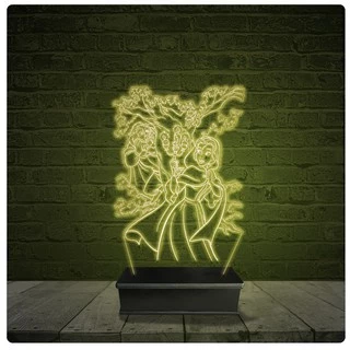 Led Luminária Acrílico Abajur - A bela e a fera 01