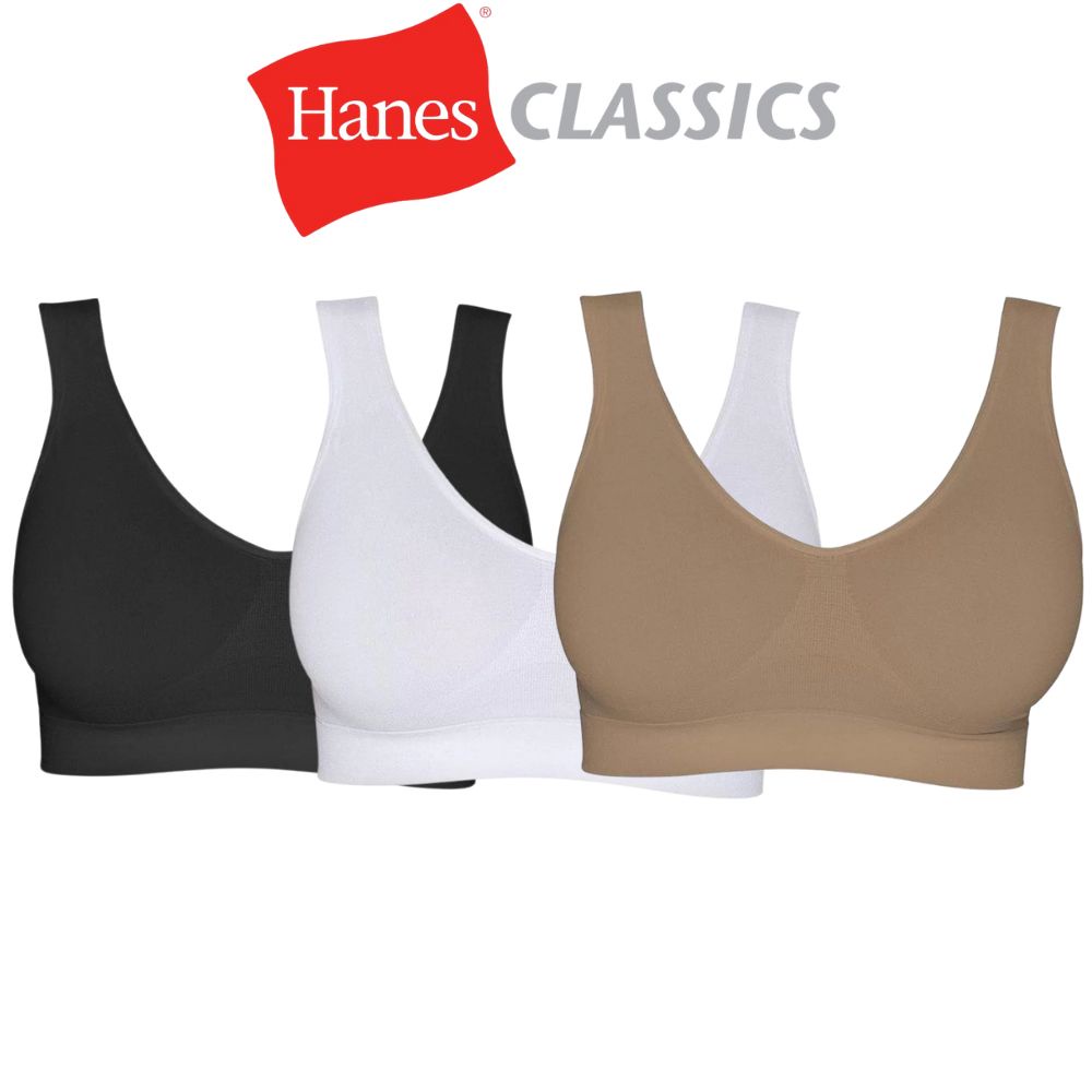3 Sutia Top Hanes Versatil Alca Larga Nao Marca a Roupa Confortavel em Microfibra Basico Sem Fecho