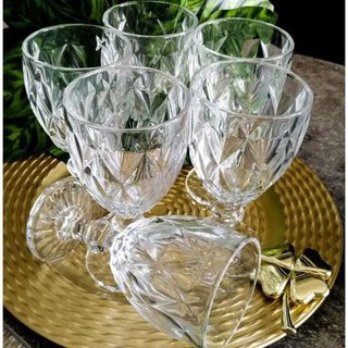 Taça diamond transparente 300ml com 6 unidades translúcida - Vinho água suco refrigerante