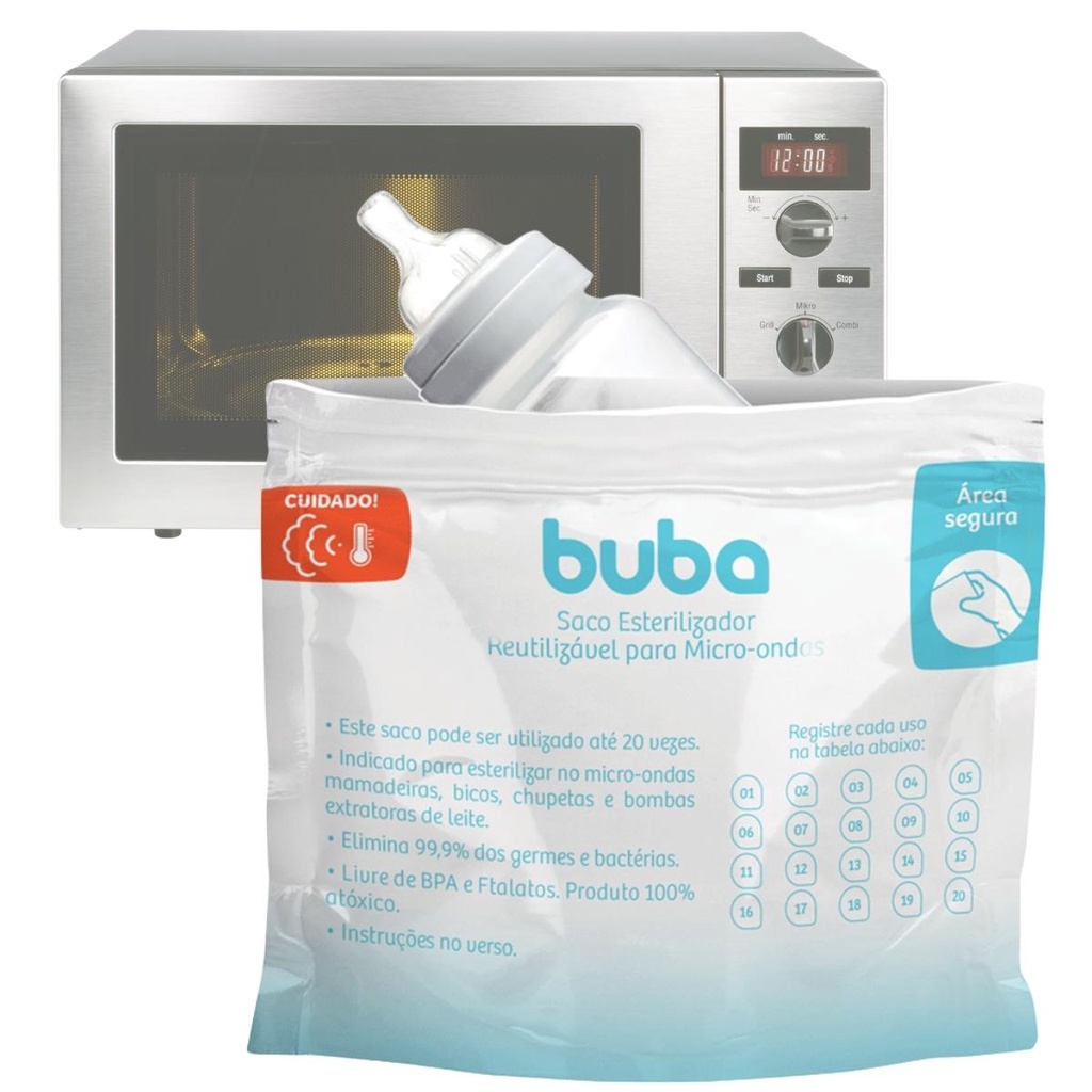 Saco Esterilizador De Mamadeiras Para Microondas 6 uni Buba | Shopee Brasil