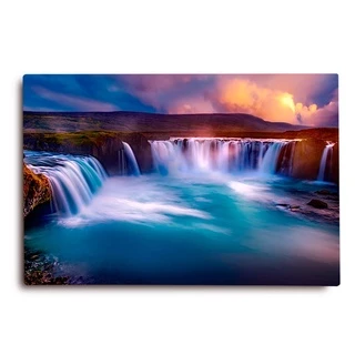 Quadro de Paisagem Pôr do Sol e Cataratas decoração para sala foto em alta resolução impressão em tela acetinada