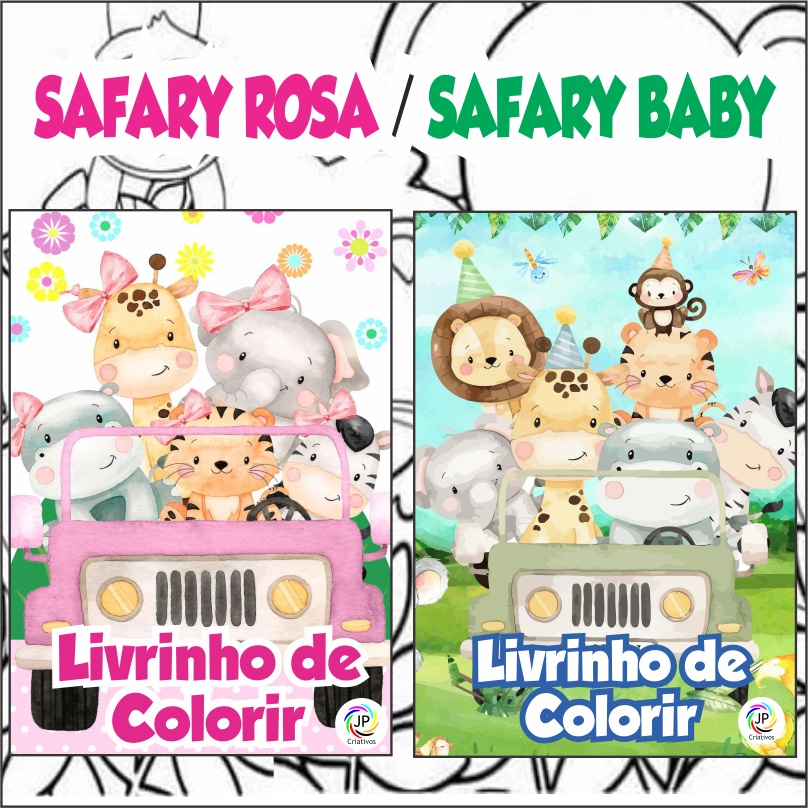 Livrinho De Colorir Safari Rosa/ Safari Baby Shopee Brasil