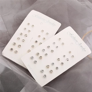 # 100 % Original 12 Pares/Conjunto De Brincos De Jóias Simplicity Alloy Rhinestone Stud Earrings Set Para Mulheres