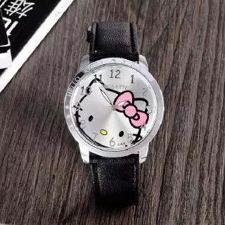 Hello Kitty Cartoons Watch Cute Relogio feminino PU Relógios De Pulso Femininos De Quartzo Em Couro