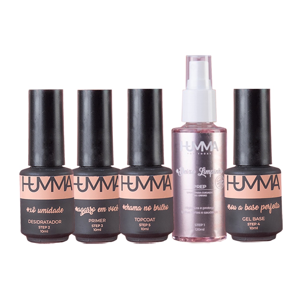 Gel Base Humma + Desidratador + Primer + Top Coat Preparadores De Unha