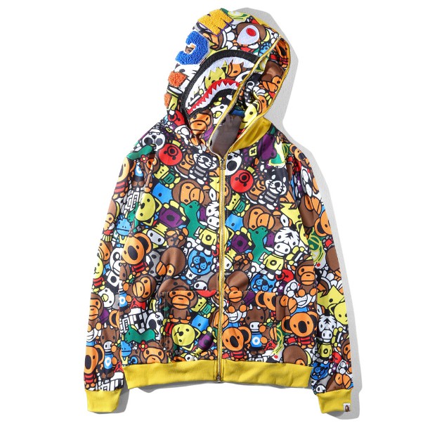 Novo Bape clássico Camuflagem Tubarão Homens Mulheres Da Moda Moletom Com Capuz jaqueta