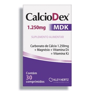 CalcioDex MDK 1.250mg + Magnésio + Vitamina D3 e K2 30 Comprimidos - Kley Hertz