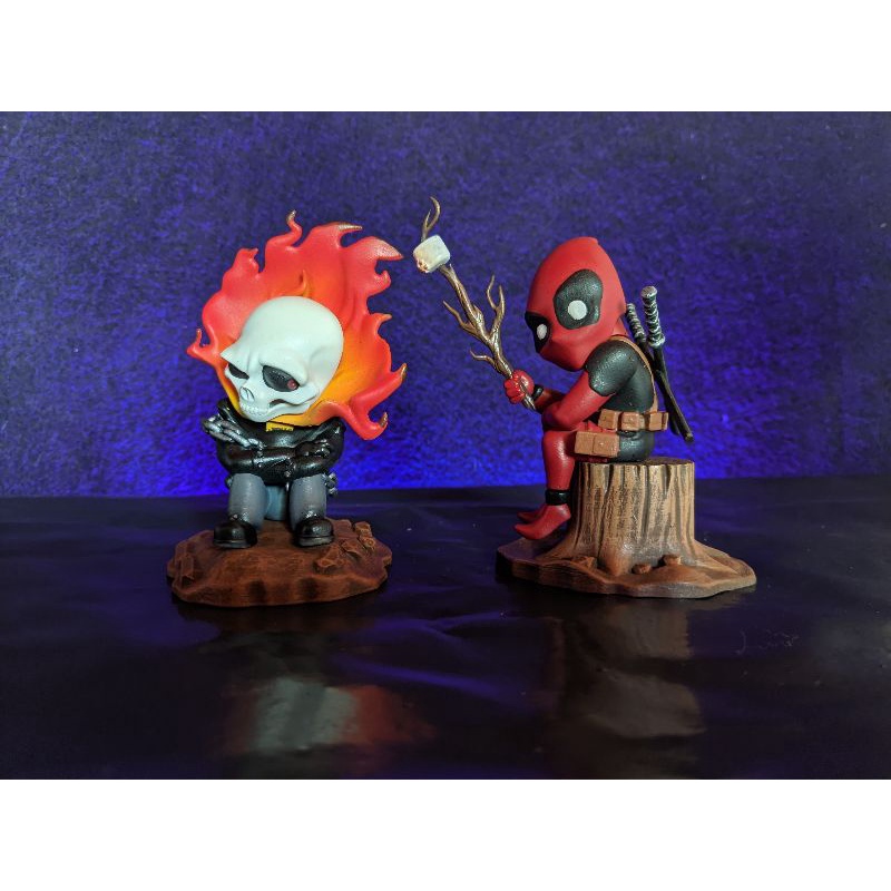 Miniatura Deadpool E Motoqueiro Fantasma Chibi Shopee Brasil