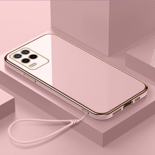 [Para OPPO Realme 8/5G Pro 8i Cute Style Macaron Colors Plating Lanyard TPU Estojo Macio Caserealme 8