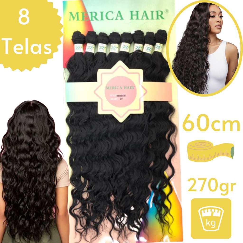 Cabelo Orgânico Cacheado Rainbow Super Star 60cm 270 gramas