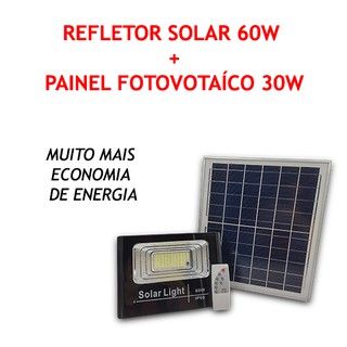 Refletor Led Solar 60w Holofote Prova Dágua Ip66 Branco Frio 6000K