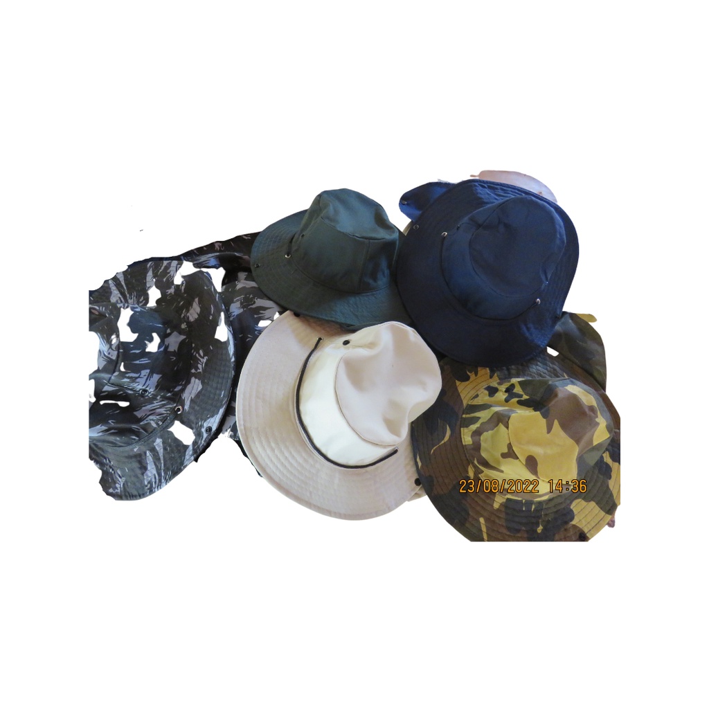 Chapéu de Poliester Camuflado e várias cores Estilo Australiano para  Pescaria, Trilha e acampamento com proteção pescoço