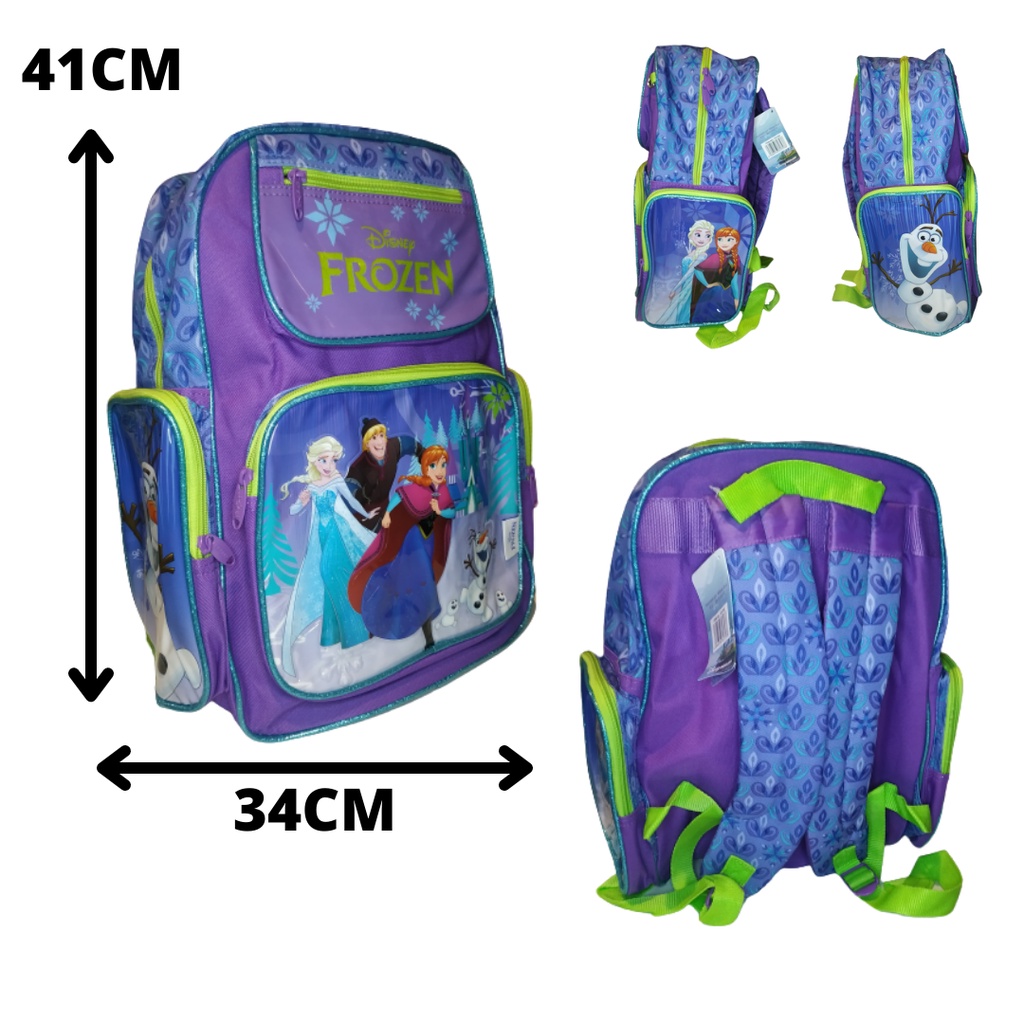 Mochila Escolar Disney Frozen 41X34CM Desenho em Alto Relevo Alca Acolchoada Poliester