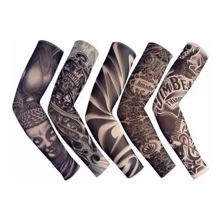 03 Pares De Manguito Manga Tattoo Tatuagem Falsa Só Escuras Moto Motociclismo Bike Ciclismo