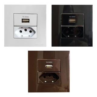 Tomada 3 Pinos 10a + Carregador USB 1A Móvel Marmore Drywall Gesso Granito Móveis Pedra Embutir Margirius