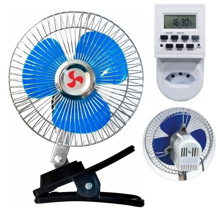 Kit Grow Mini Ventilador Para Estufa Cutivo + Timer Digital